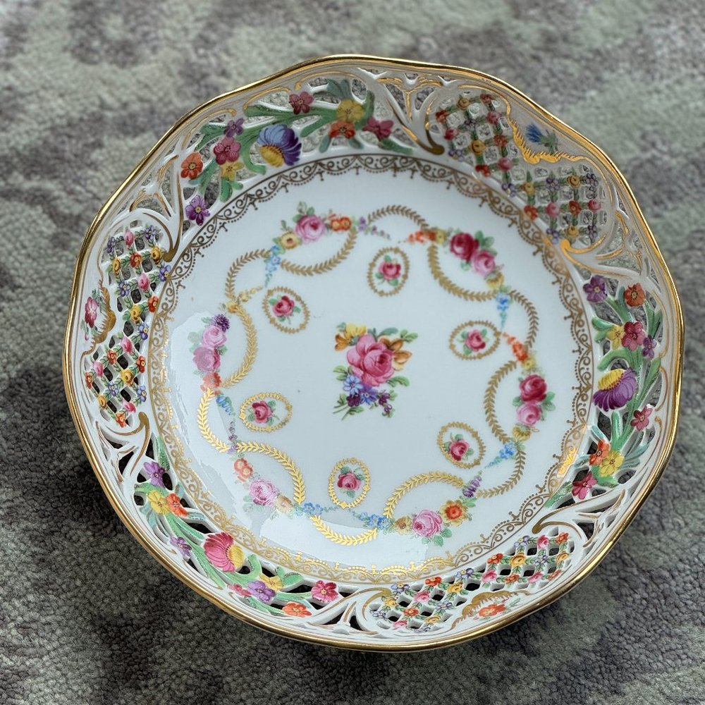 Schumann Bavaria Porcelain Pierced Decorative Plate